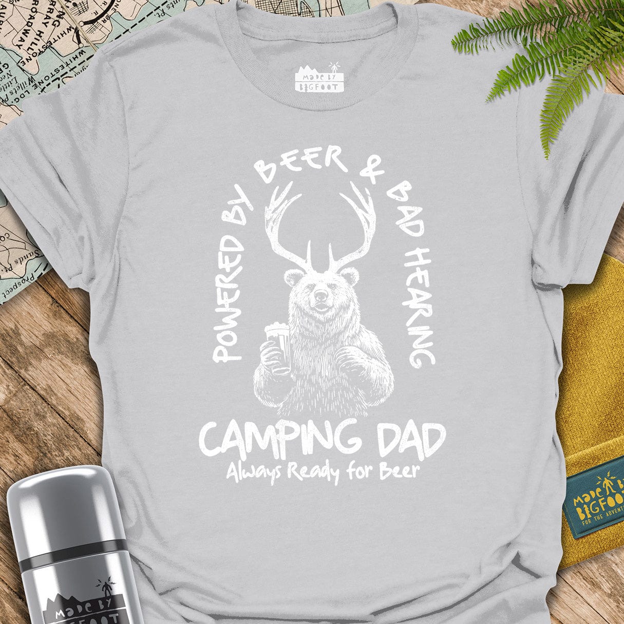 Camping Dad. Powered By Beer And Bad Hearing.