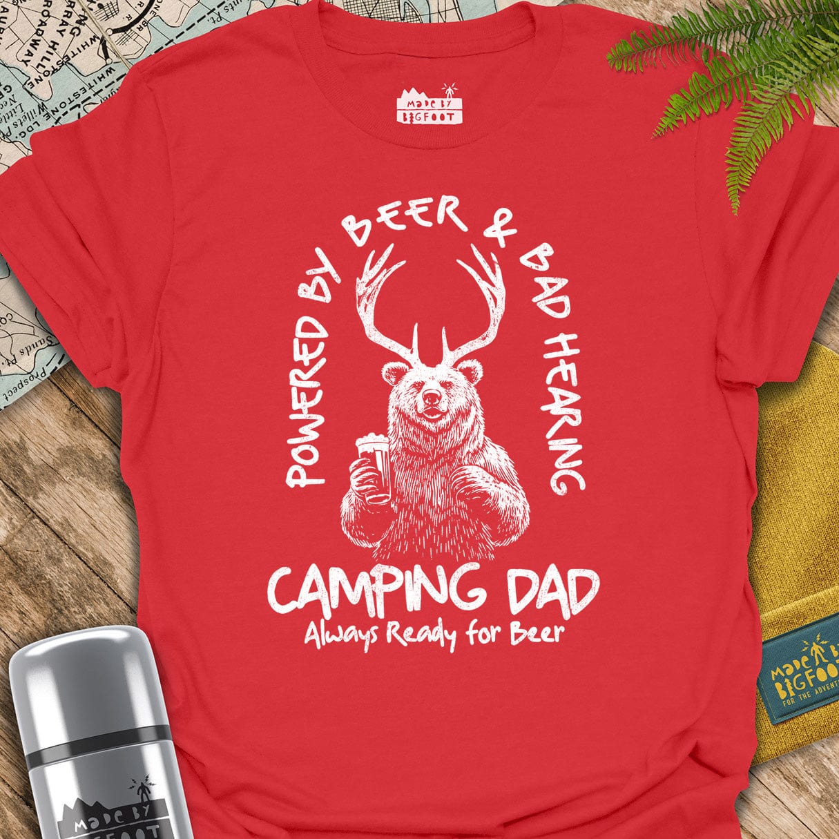 Camping Dad. Powered By Beer And Bad Hearing.