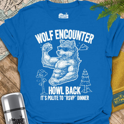 Wolf Encounter. Howl Back. It's Polite To "RSVP" Dinner
